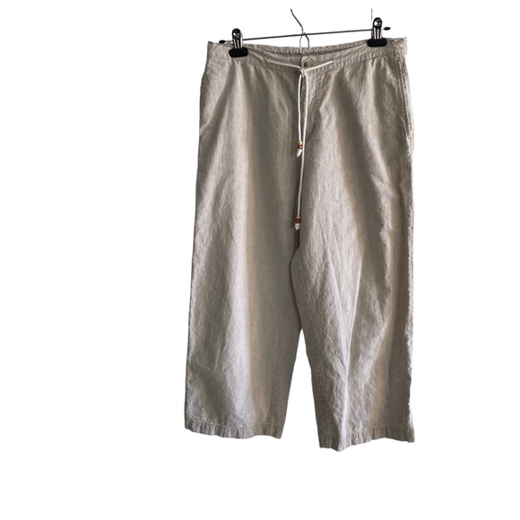 COLUMBIA Women’s Wide Leg Linen Blend Drawstring Capri Pants Size Small - Picture 1 of 7